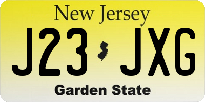 NJ license plate J23JXG