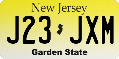 NJ license plate J23JXM