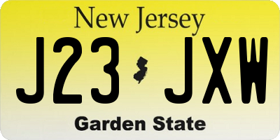 NJ license plate J23JXW