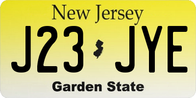 NJ license plate J23JYE