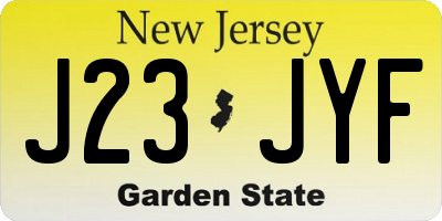 NJ license plate J23JYF