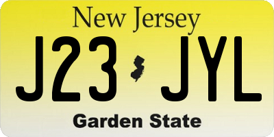 NJ license plate J23JYL