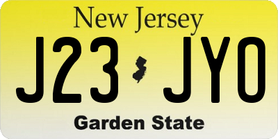 NJ license plate J23JYO