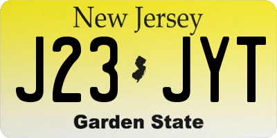 NJ license plate J23JYT