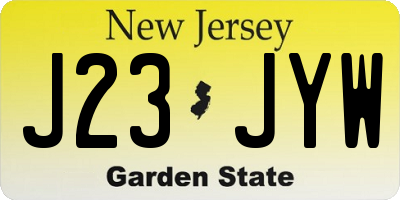 NJ license plate J23JYW
