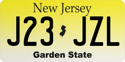 NJ license plate J23JZL