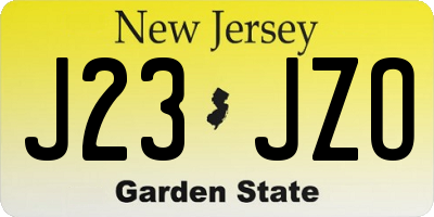 NJ license plate J23JZO