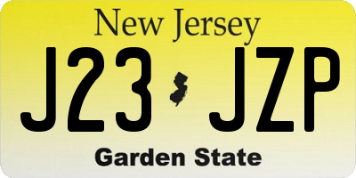 NJ license plate J23JZP