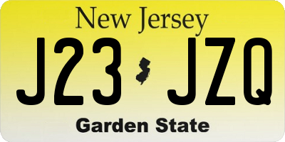 NJ license plate J23JZQ