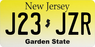 NJ license plate J23JZR