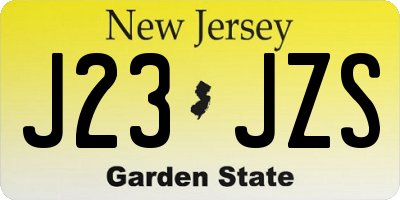NJ license plate J23JZS