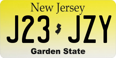 NJ license plate J23JZY