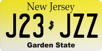NJ license plate J23JZZ