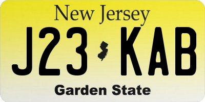 NJ license plate J23KAB