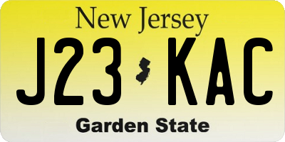NJ license plate J23KAC