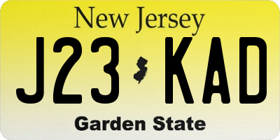 NJ license plate J23KAD