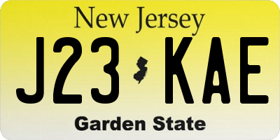 NJ license plate J23KAE