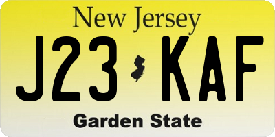 NJ license plate J23KAF