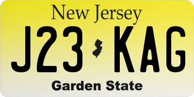 NJ license plate J23KAG