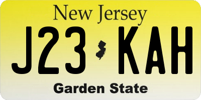 NJ license plate J23KAH