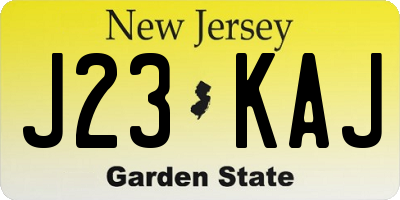 NJ license plate J23KAJ