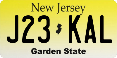 NJ license plate J23KAL