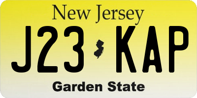 NJ license plate J23KAP