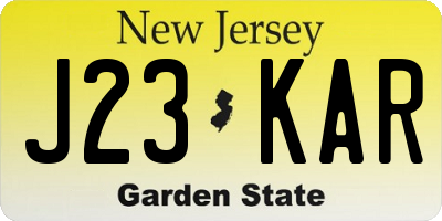 NJ license plate J23KAR