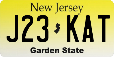 NJ license plate J23KAT