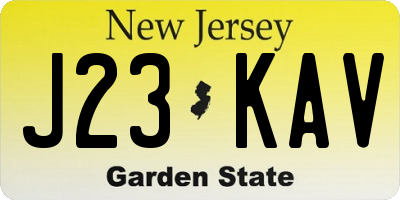 NJ license plate J23KAV