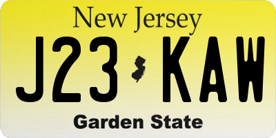 NJ license plate J23KAW