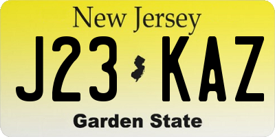 NJ license plate J23KAZ