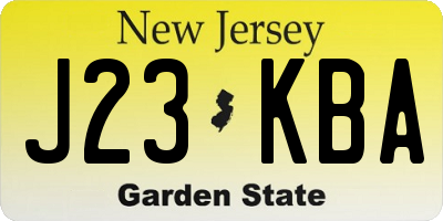 NJ license plate J23KBA
