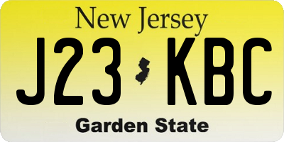 NJ license plate J23KBC