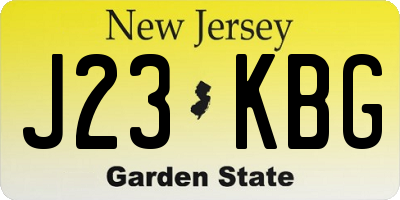 NJ license plate J23KBG