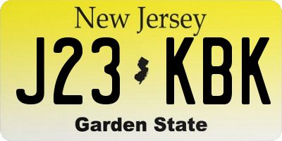 NJ license plate J23KBK