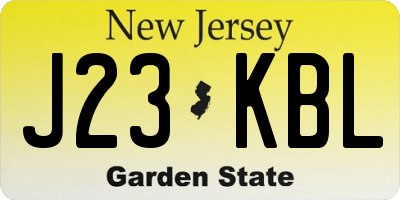 NJ license plate J23KBL