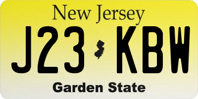 NJ license plate J23KBW