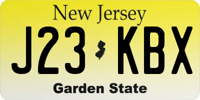 NJ license plate J23KBX