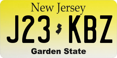 NJ license plate J23KBZ