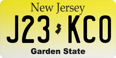 NJ license plate J23KCO