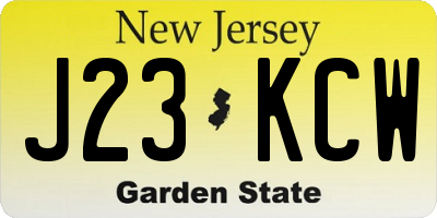 NJ license plate J23KCW