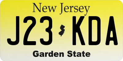 NJ license plate J23KDA