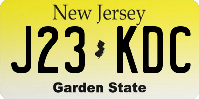 NJ license plate J23KDC