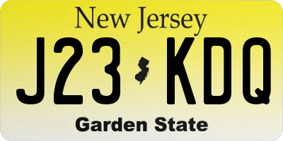 NJ license plate J23KDQ