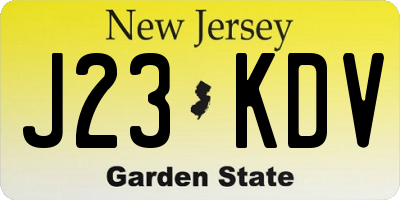 NJ license plate J23KDV