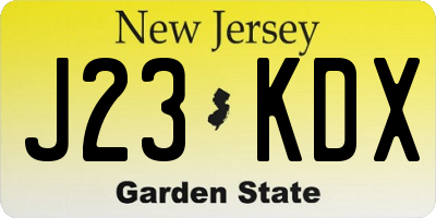 NJ license plate J23KDX