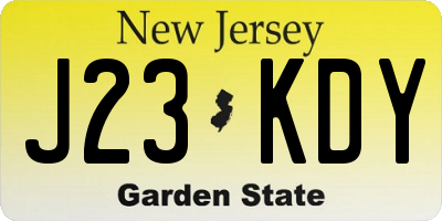 NJ license plate J23KDY
