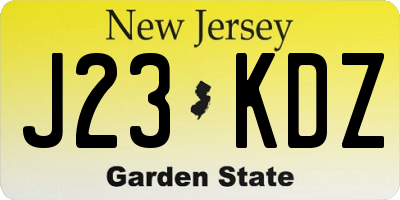 NJ license plate J23KDZ
