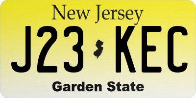 NJ license plate J23KEC